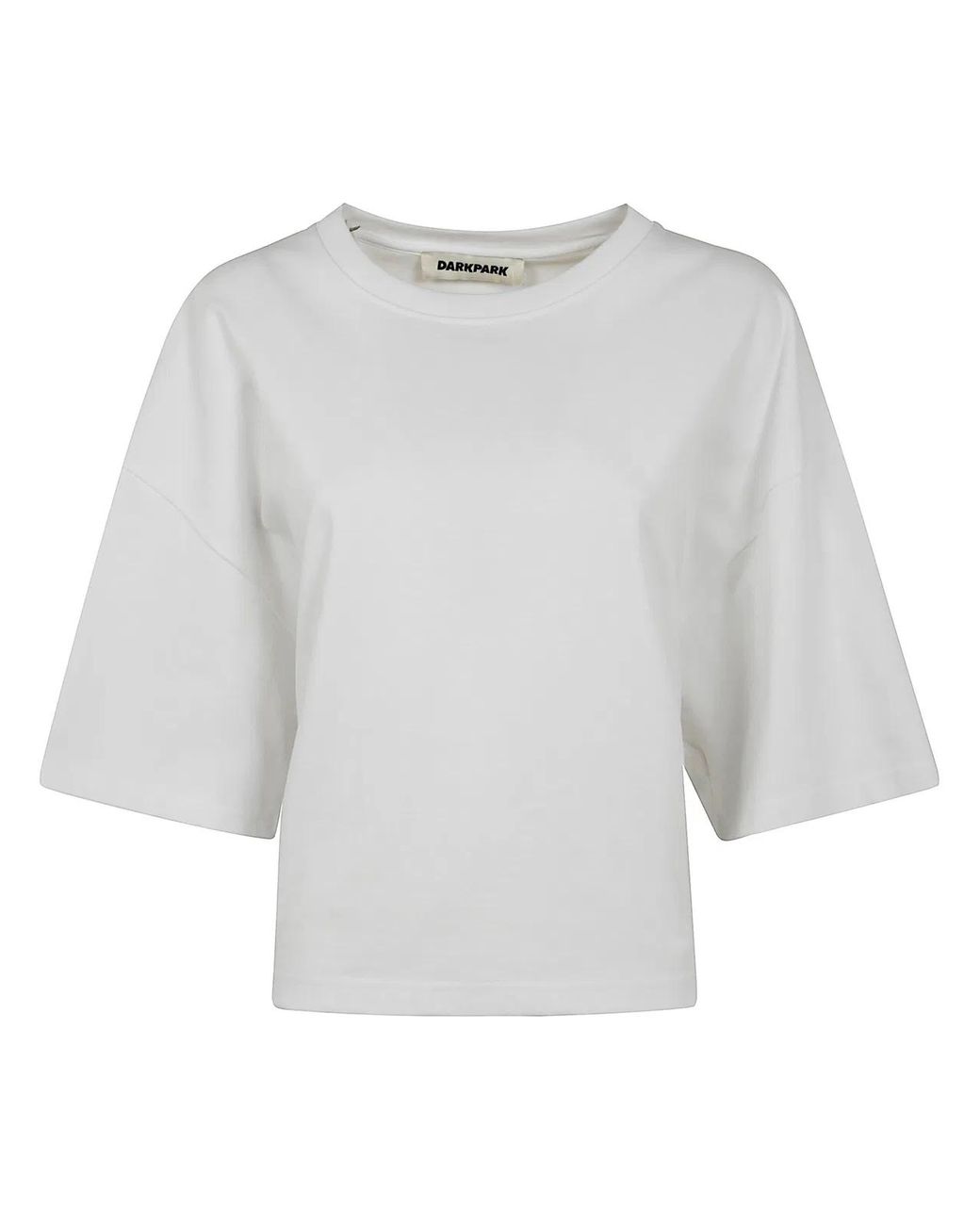 DARKPARK White Doyle Cropped Draped Short Sleeve Tee