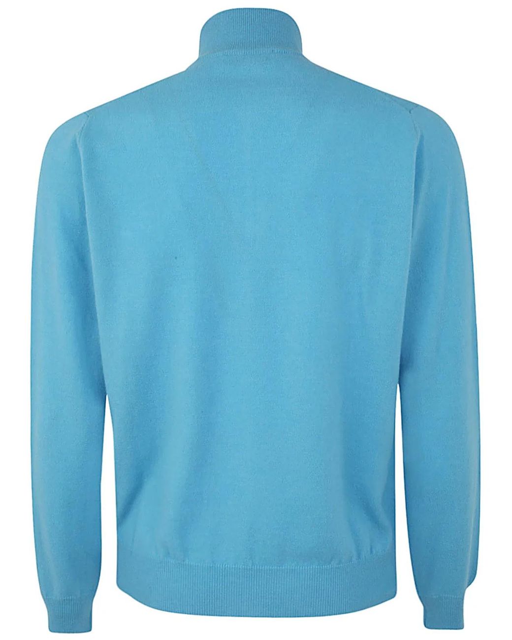 FILIPPO DE LAURENTIIS Blue Wool Cashmere Long Sleeves Half Zipped Sweater for men
