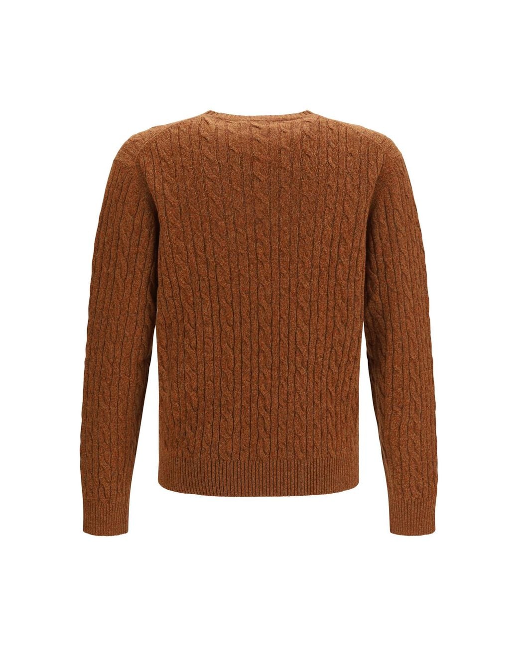 Loro Piana Brown Treccia Crew Neck Sweater for men