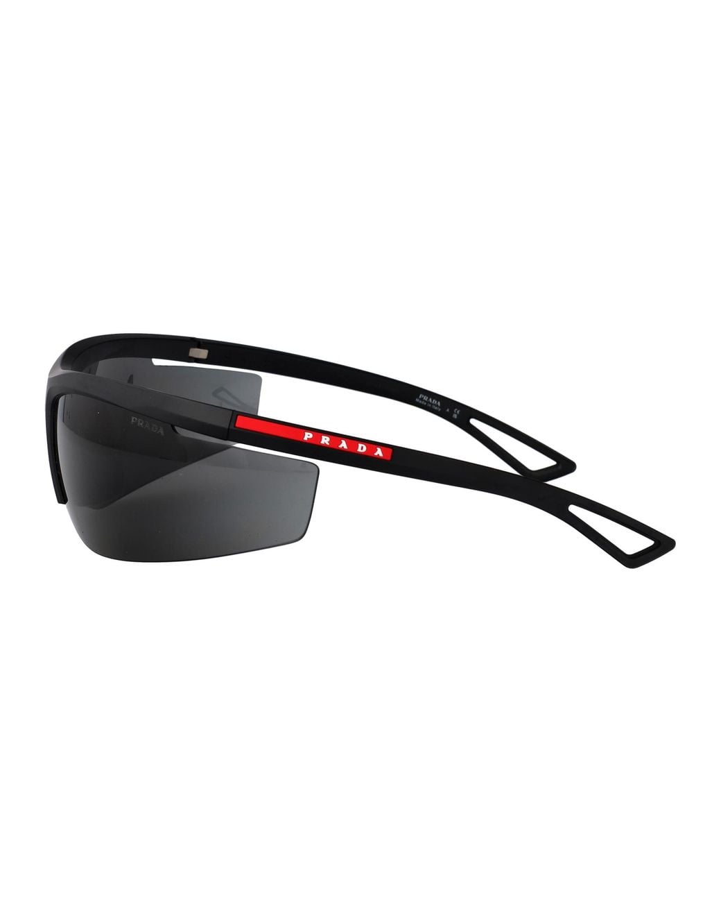 Prada Linea Rossa Black Matte Injectate Sunglasses for men