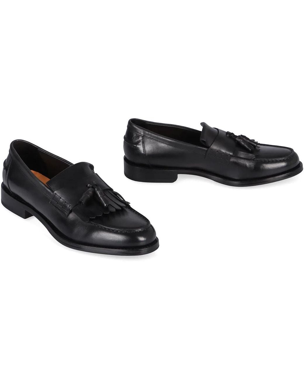 Doucal's Black Leather Moccasins for men