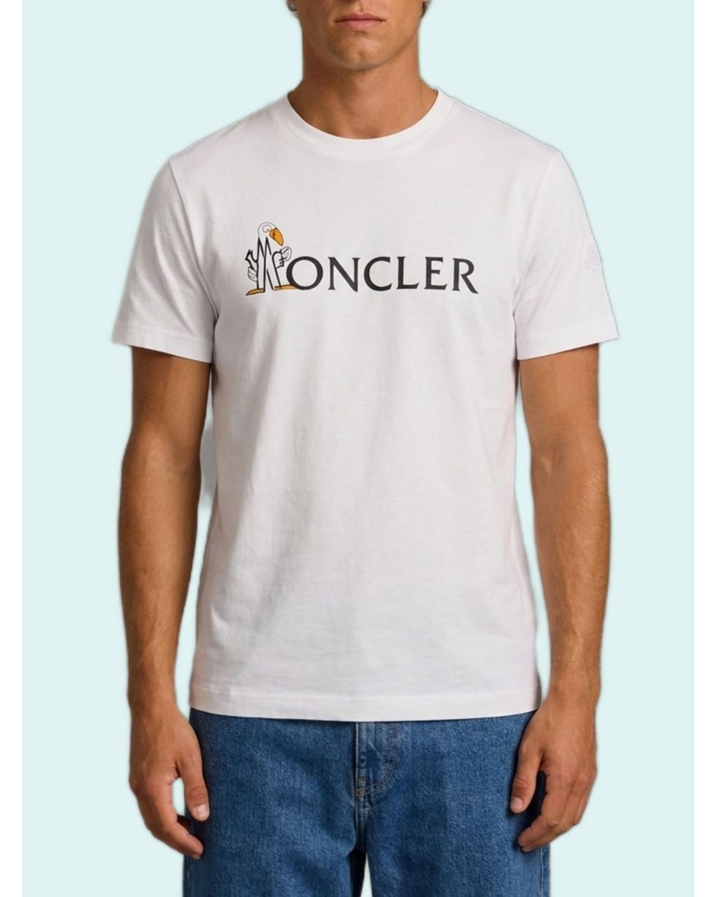 Moncler White Mon Duck Printed T-Shirt for men