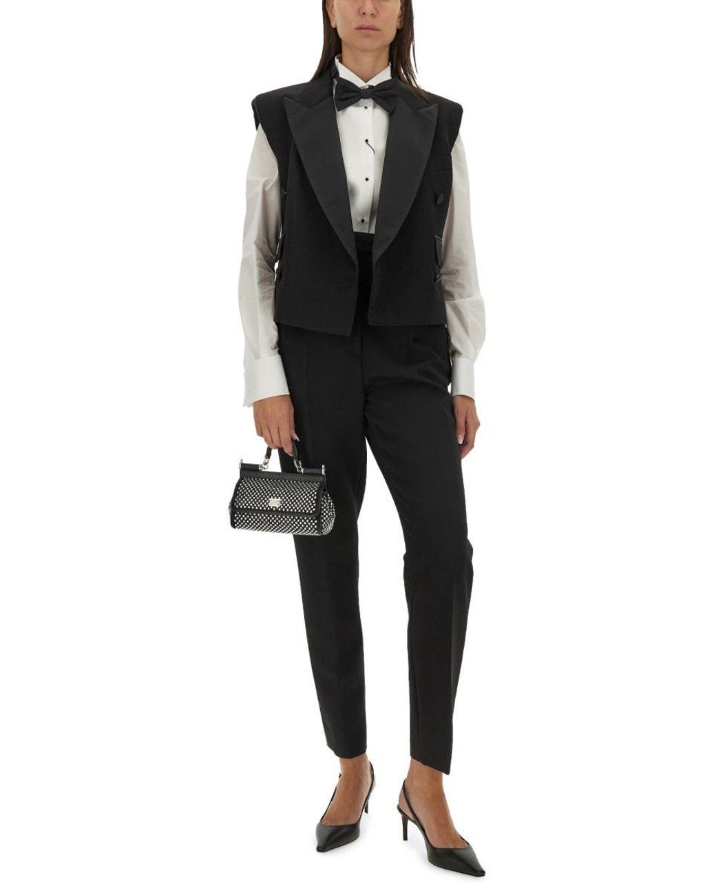 Dolce & Gabbana Black Double-Breasted Sleeveless Jacket