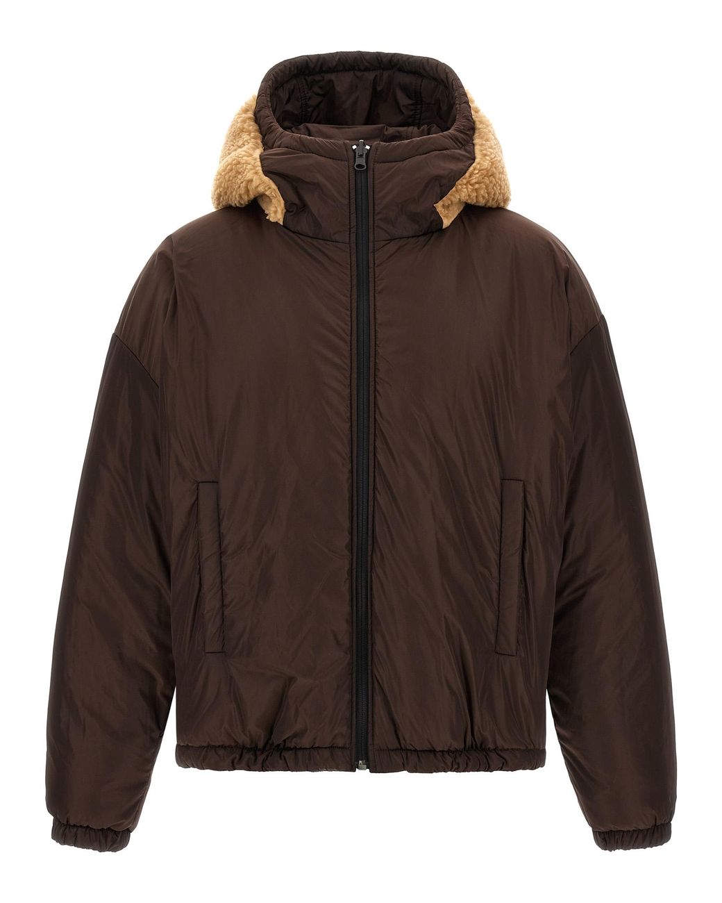 DSquared² Brown Teddy Reversible Jacket With Logo Patch for men