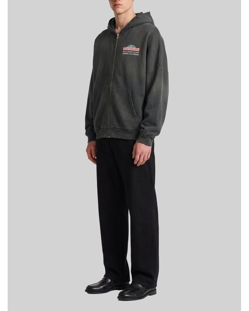 Willy Chavarria Gray Plaza Chavarria Hooligan Zip Hoodie for men