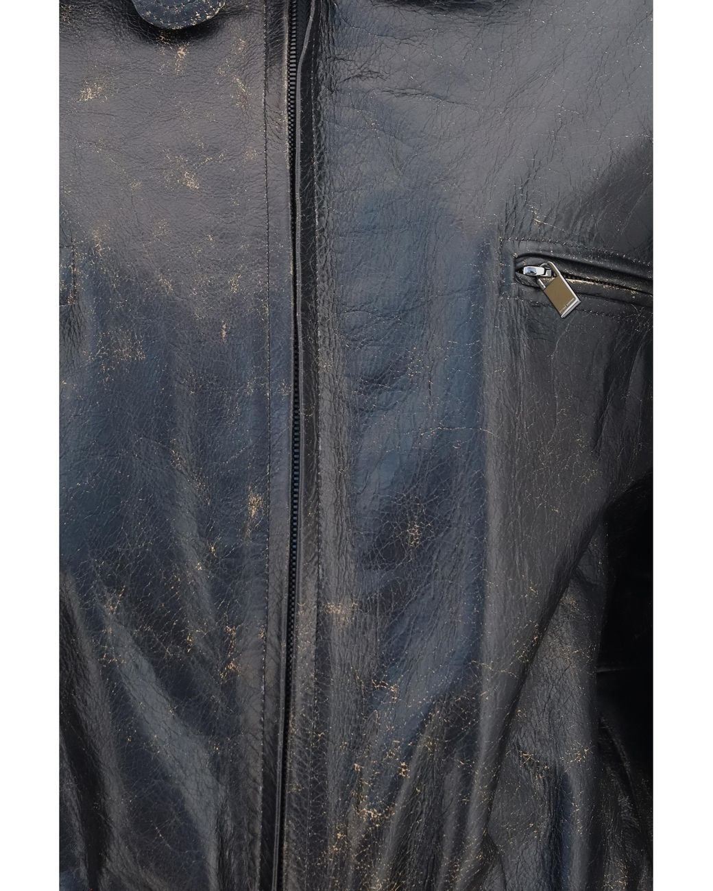 Magda Butrym Gray Vintage Leather Jacket With Drawstring Sheep