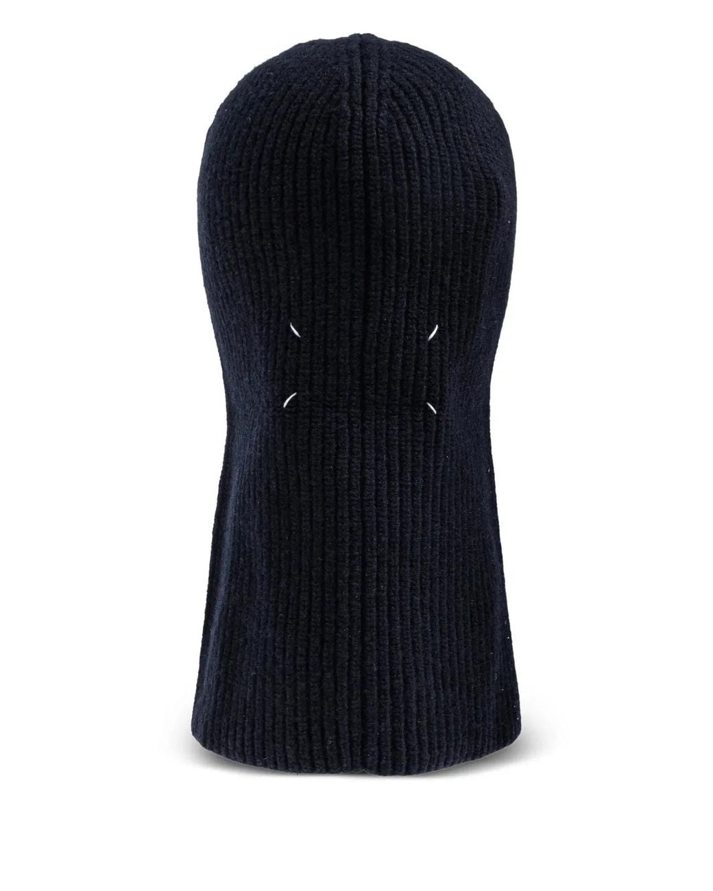 Maison Margiela Blue Ribbed-Knit Balaclava for men