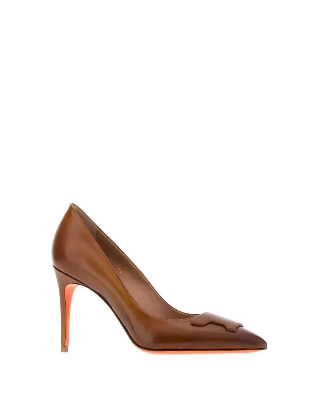 Santoni Brown Leather Sibil Pumps