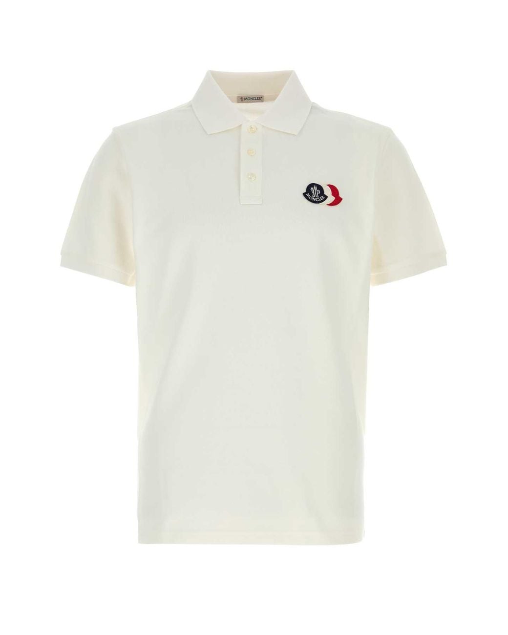 Moncler White Piquet Polo Shirt for men