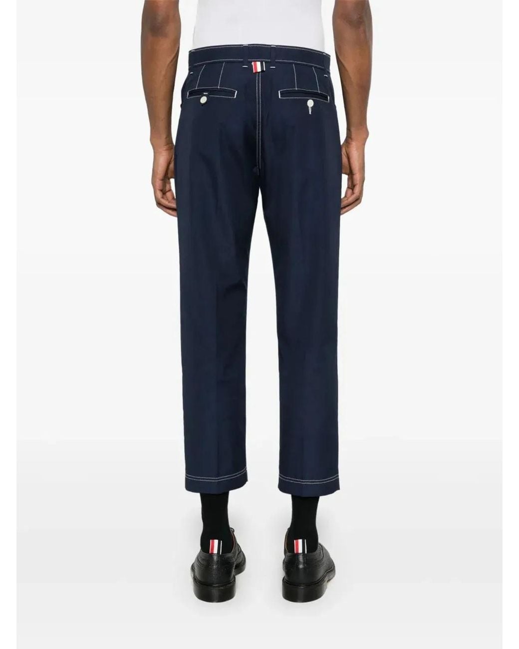 Thom Browne Blue Prestitched Pants for men