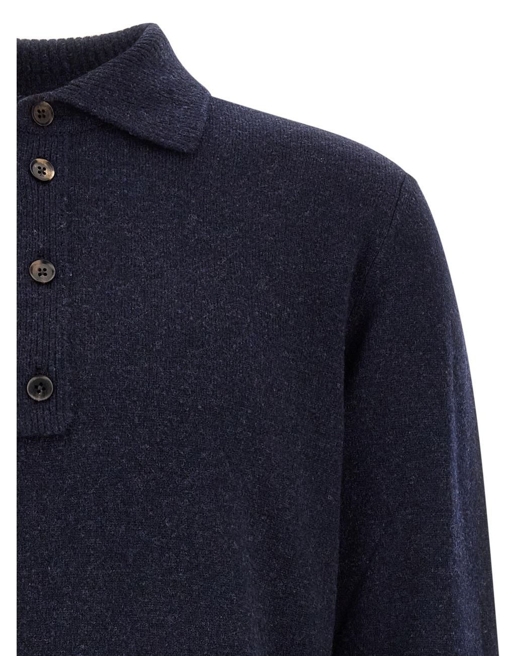 Zegna Blue Wool And Cashmere Polo Shirt for men