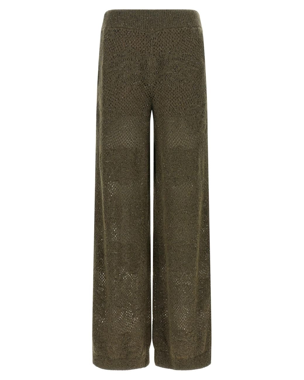 Brunello Cucinelli Green 'Track Flower Lace' Pants