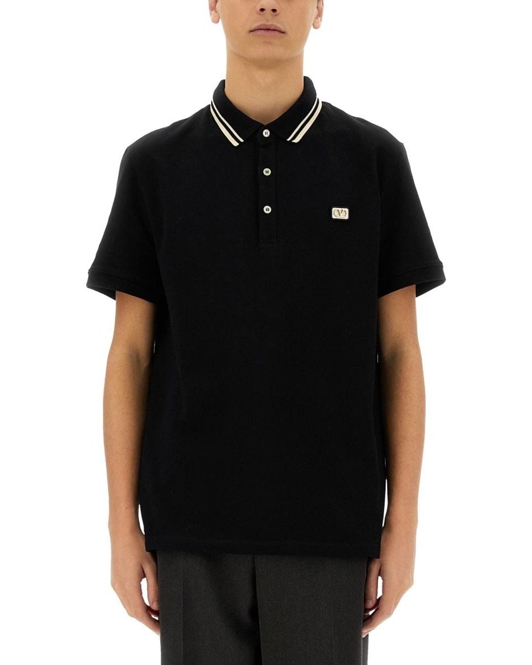 Valentino Black Piquet Polo for men
