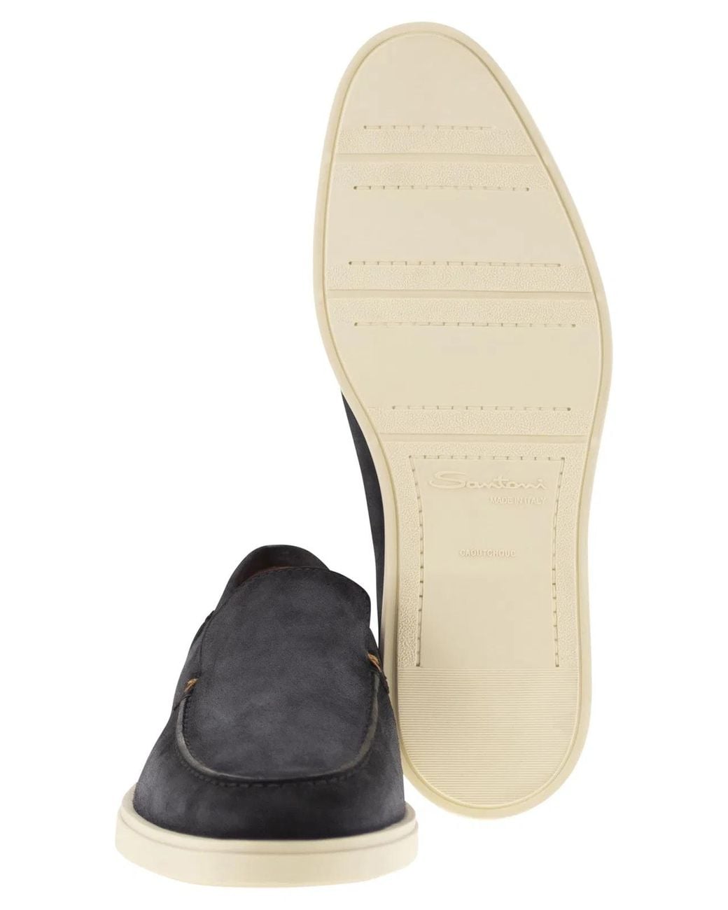 Santoni Black Suede Moccasin for men