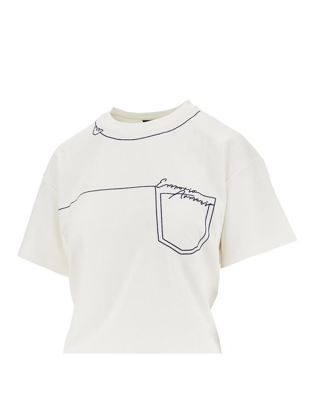 Emporio Armani White Embroidered Interlock Jersey T-Shirt