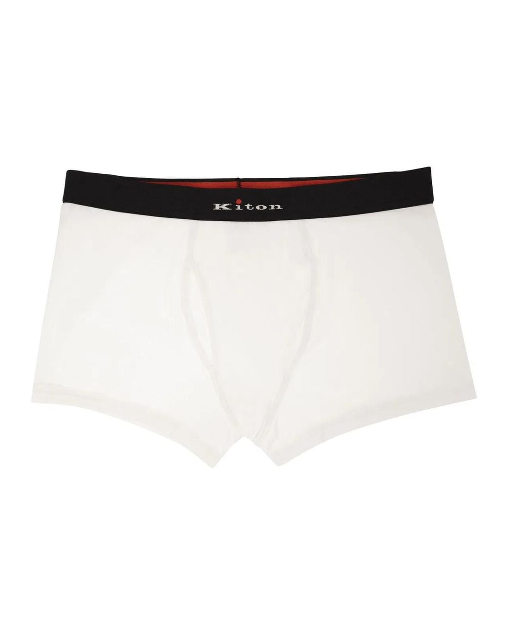 Kiton White Stretch Cotton Boxer Briefs With Logo for men
