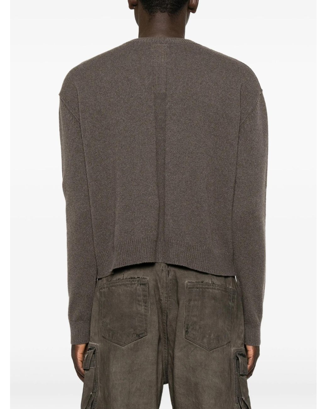 Rick Owens Brown V-Neck Sweater for men