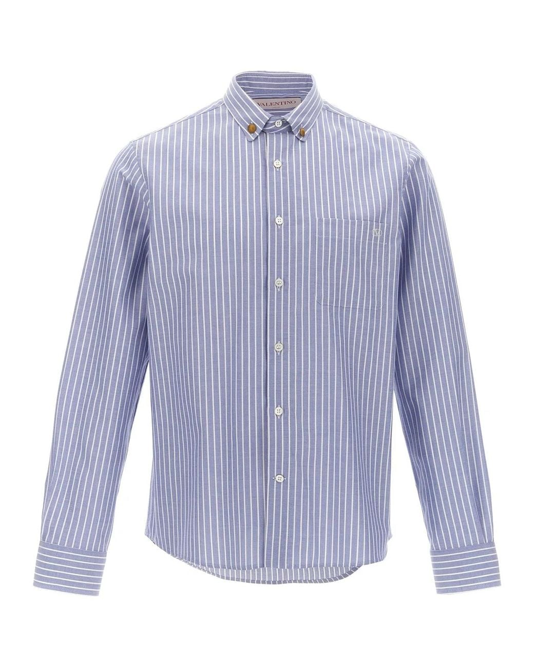 Valentino Garavani Blue Striped Shirt for men