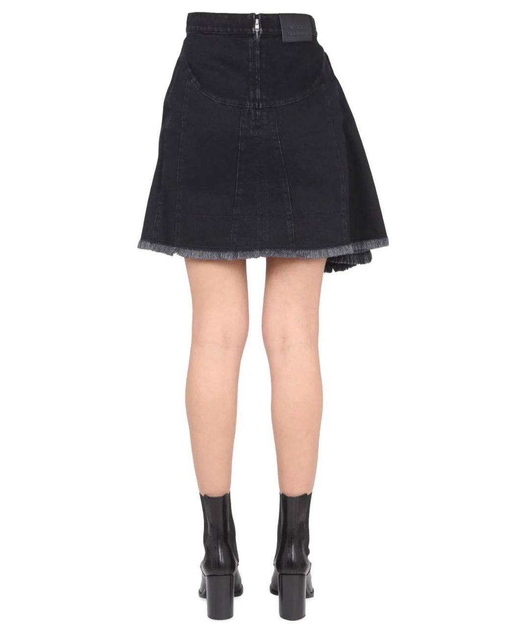McQueen Black Asymmetrical Mini Skirt