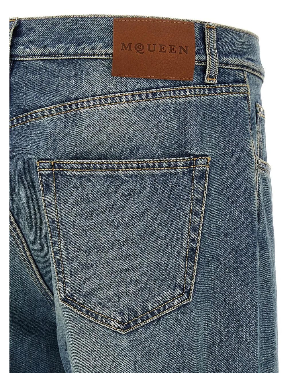 McQueen Blue 'Skull' Jeans for men