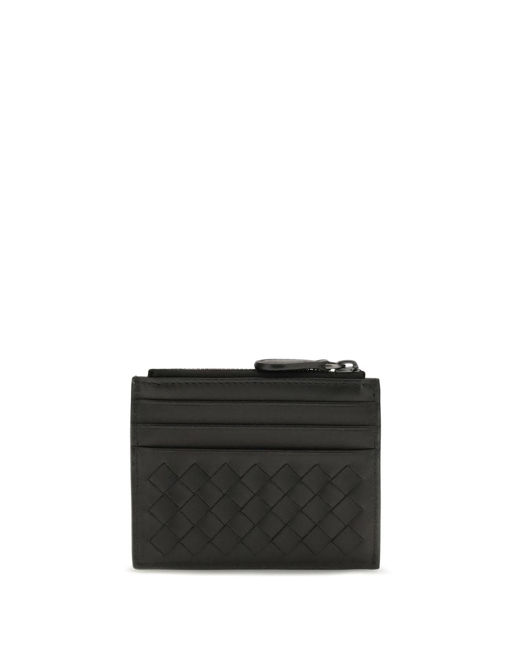 Bottega Veneta Black Intrecciato Zip Card Holder