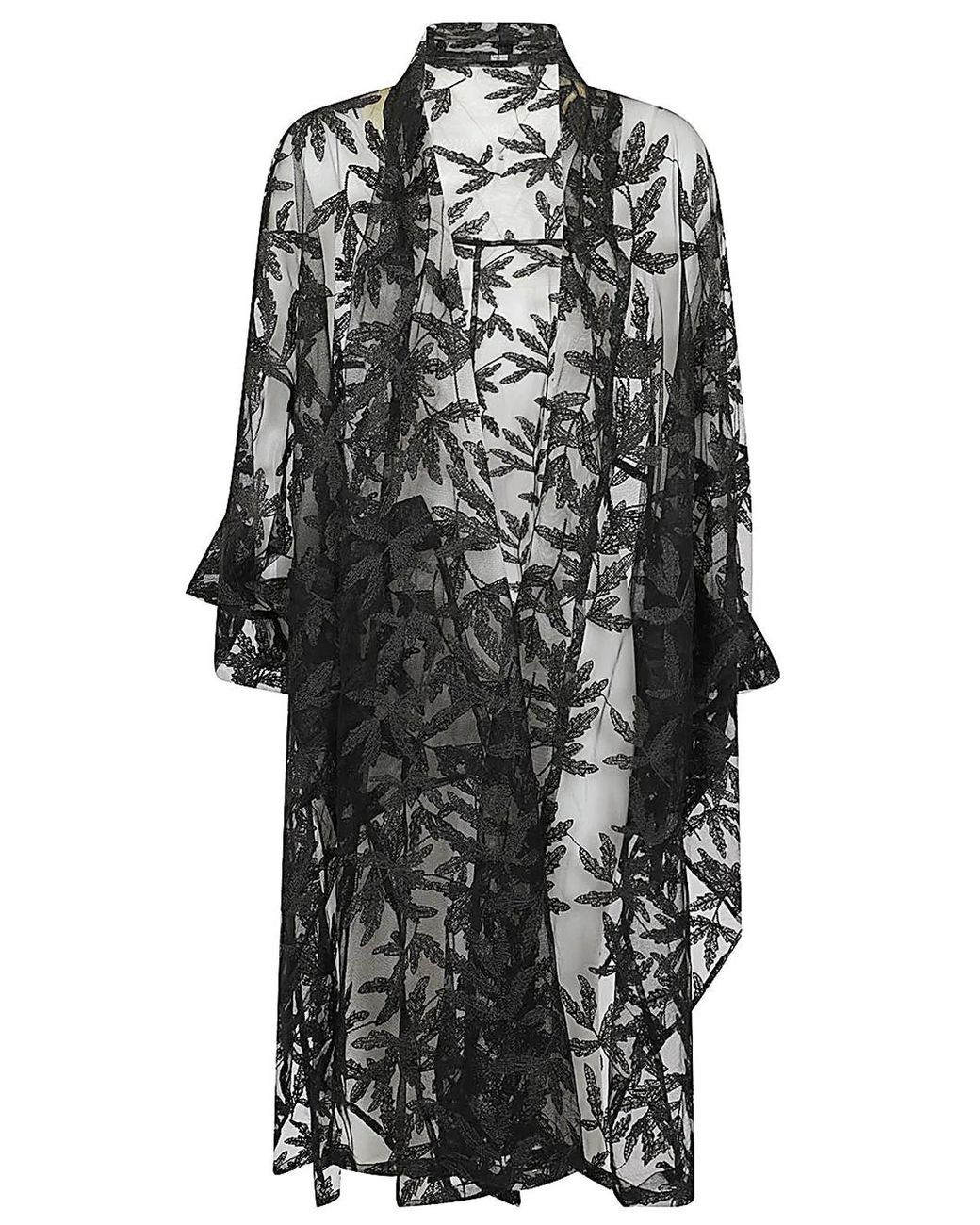 Moyuru Black Embroidered Long Jacket