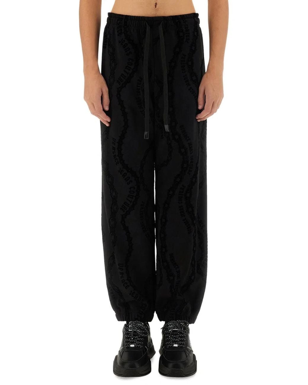 Versace Jeans Couture Black All Over "Chain" Jogging Pants for men