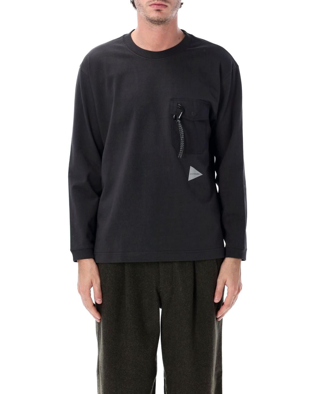 And Wander Black Heavy Cotton Pocket T-Shirt for men