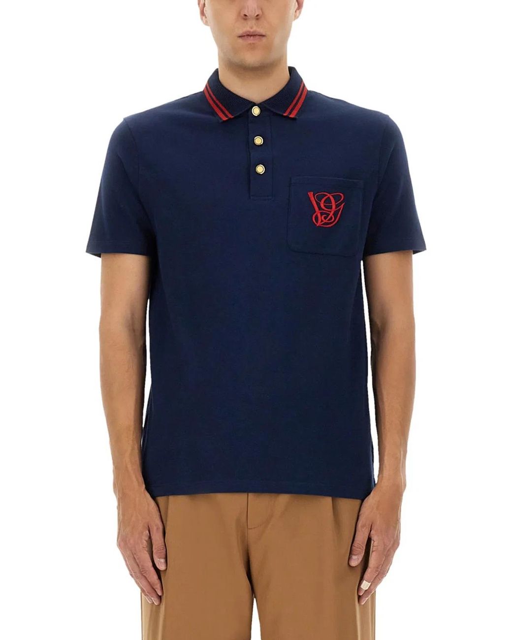 Valentino Blue Cotton Polo Shirts for men