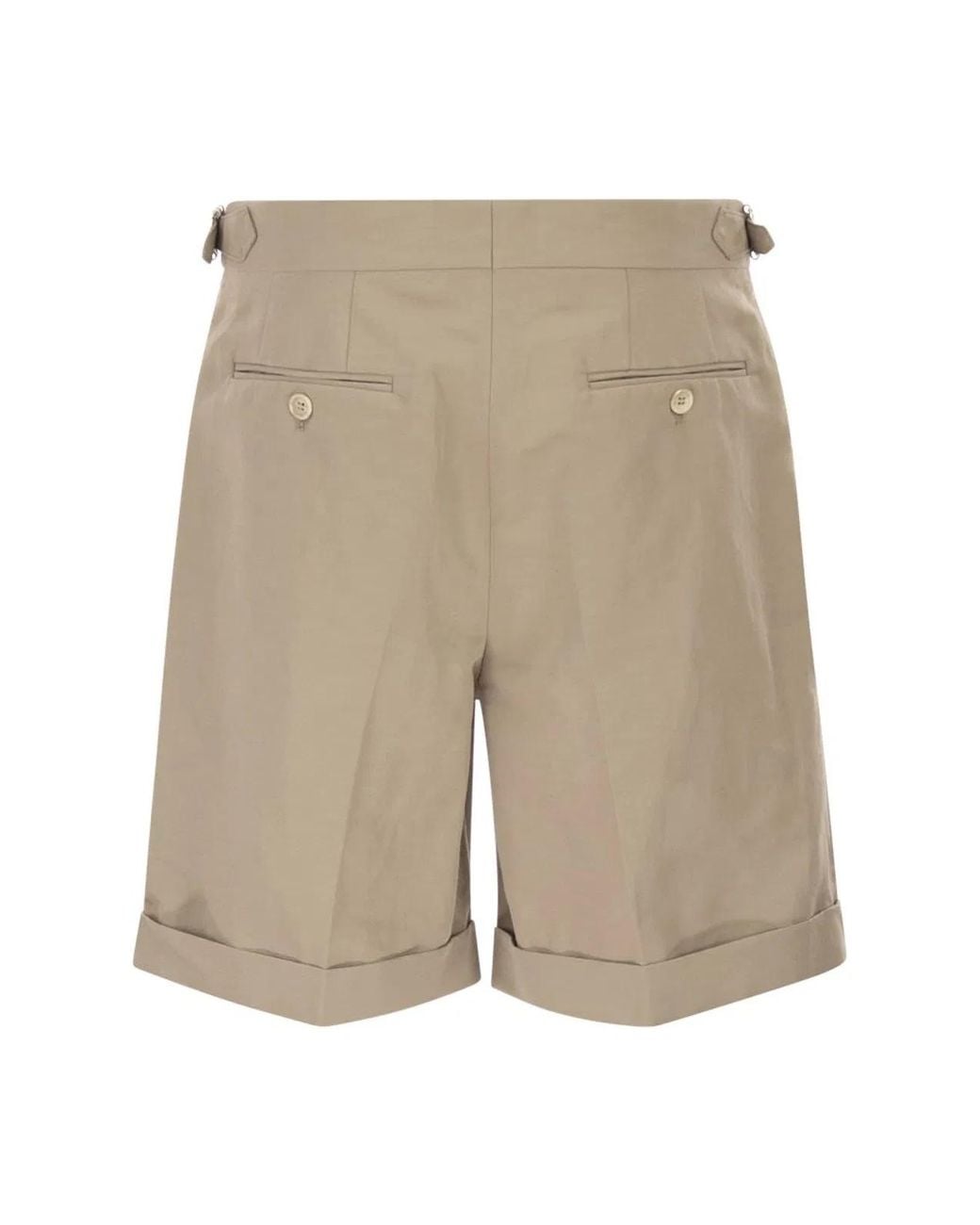 Brunello Cucinelli Natural Cotton And Linen Panama Bermuda Shorts for men