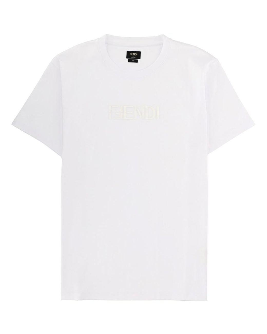 Fendi White T-Shirt With 3D Logo Cotton T-Shirts for men