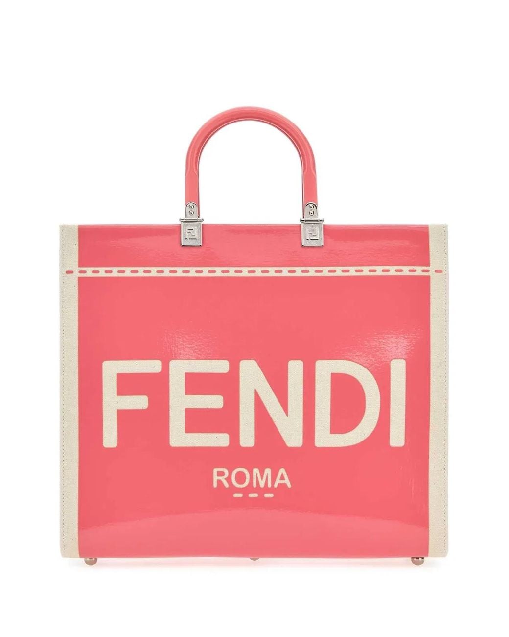 Fendi Pink Two-Tone Canvas Medium Sunshine Shopping Bag