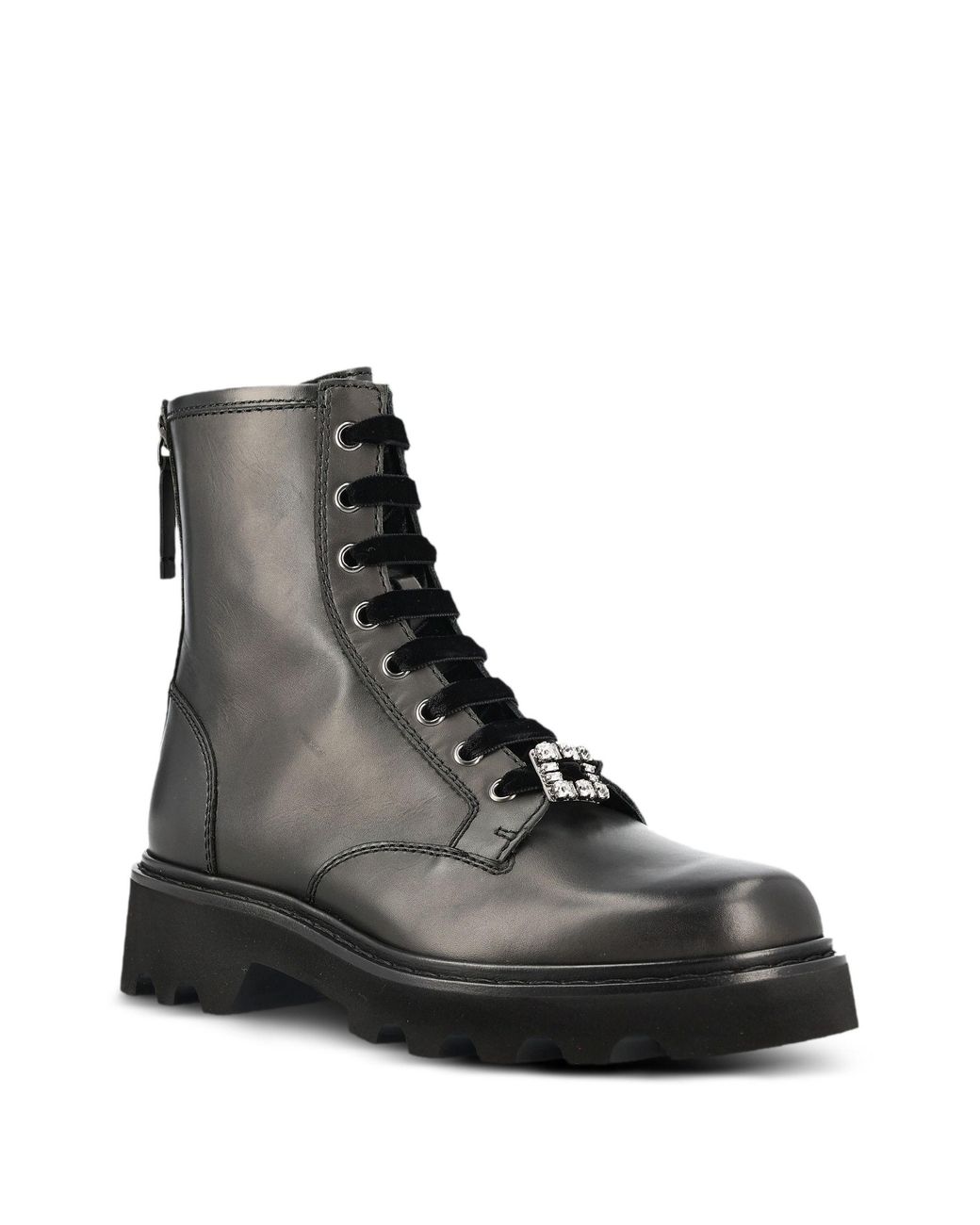 Roger Vivier Black Leather Viv Rangers Truck Boots
