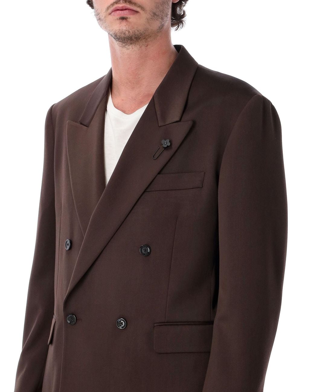 Lardini Brown Double-Breasted Wool Suit for men