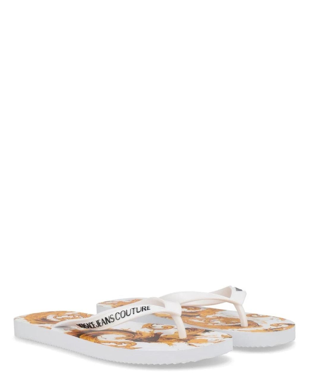 Versace Jeans Couture White Thong Sandal With Logo