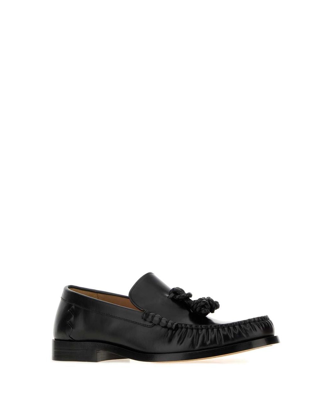 Bottega Veneta Black Nappa Leather Loafer With Fringe Trim for men