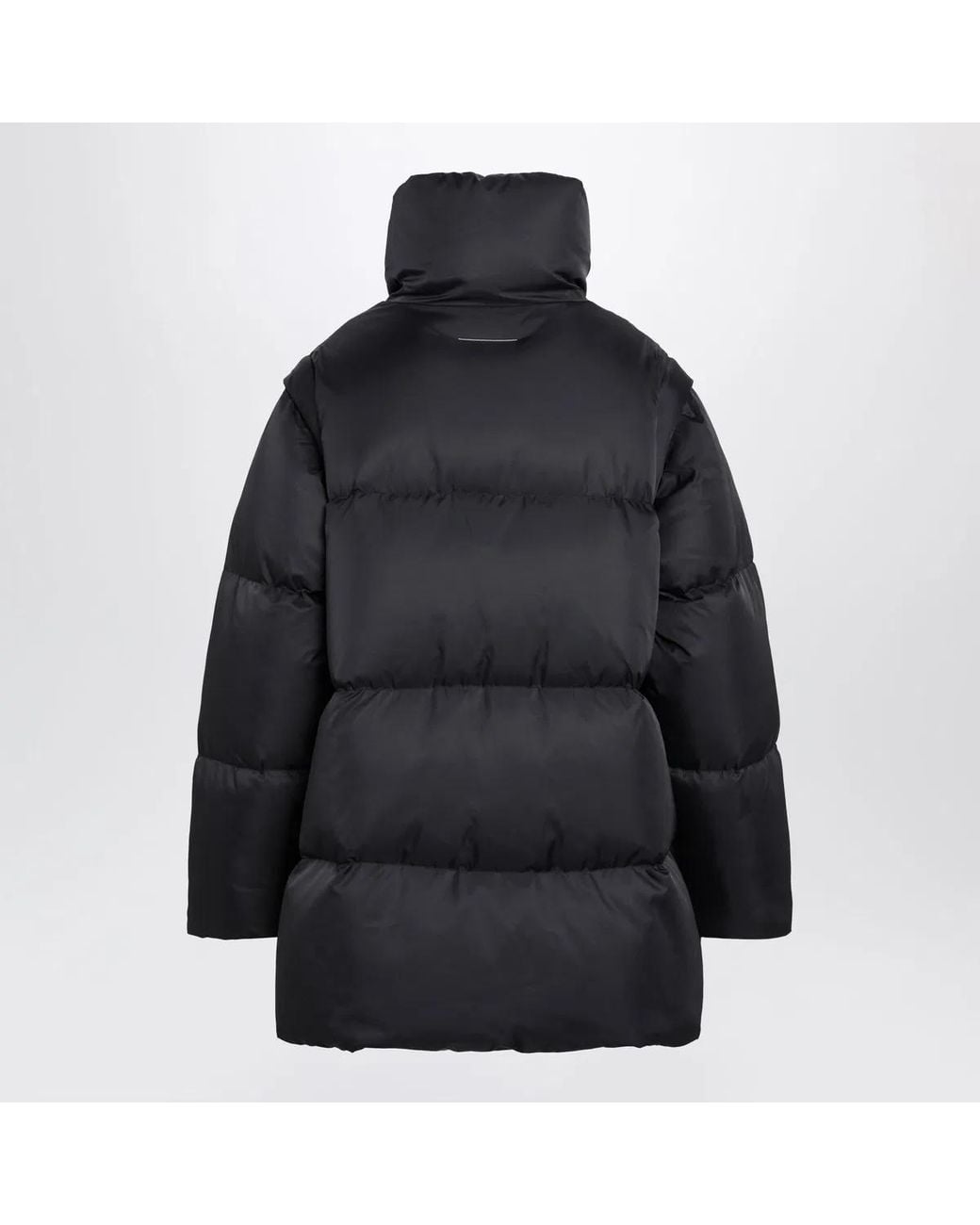 MM6 by Maison Margiela Black Nylon Puffer Jacket With Detachable Sleeves