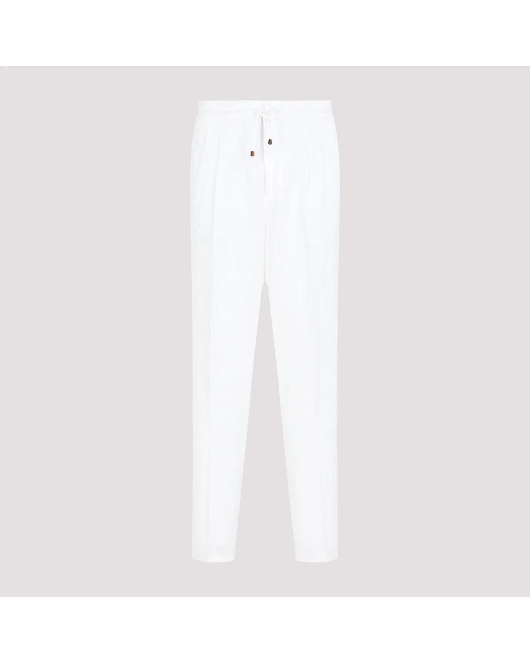 Brunello Cucinelli White Leisure Fit Trousers for men