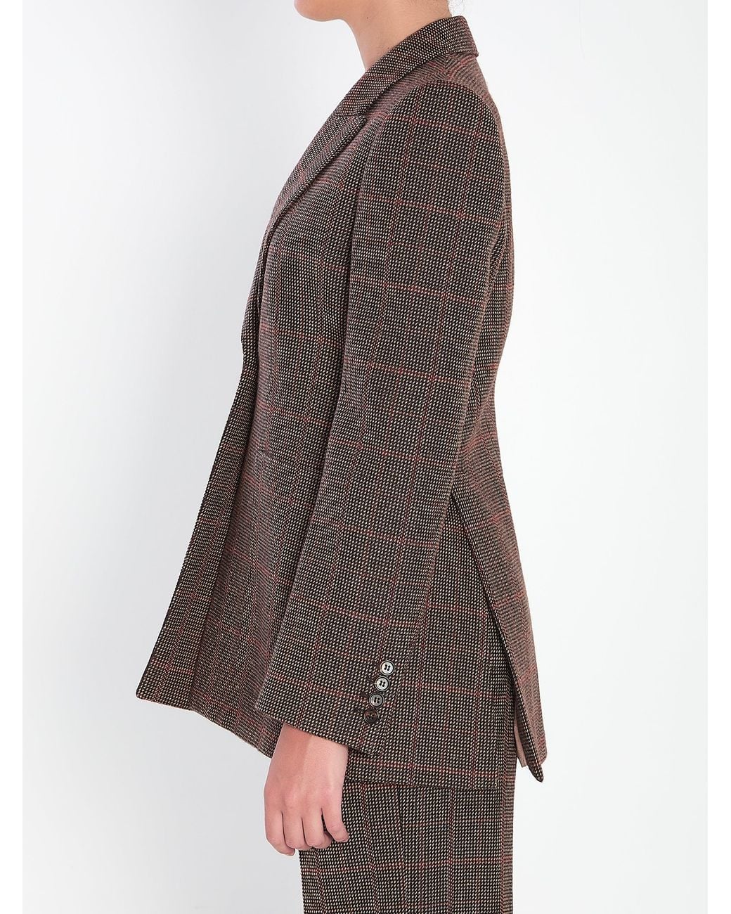 Chloé Brown Checked Wool Tailored Jacket
