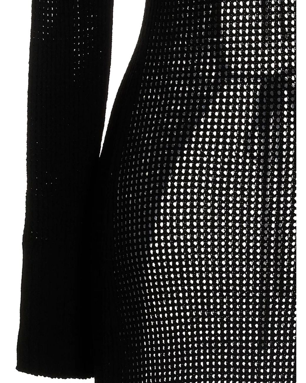 ANDREADAMO Black Openwork Long Cardigan