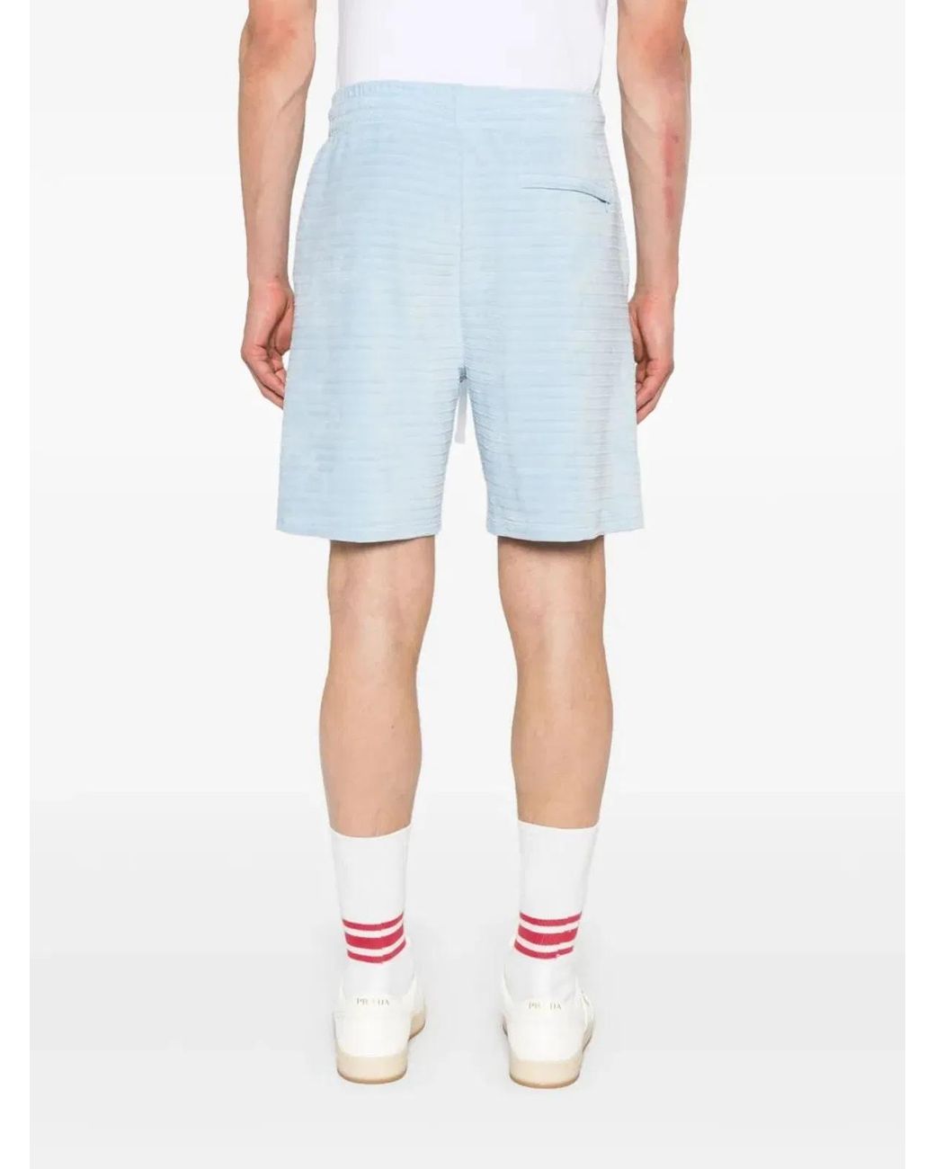 Casablanca Blue Velour Pintuck Shorts for men