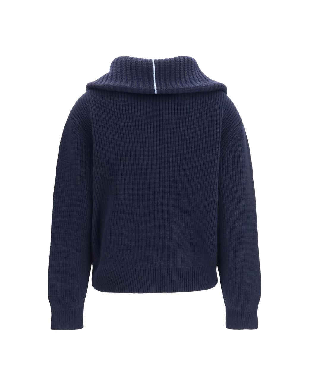 Malo Blue Cashmere High-Neck Zip Sweater Kashmir/Capra Hircus Polo Shirts