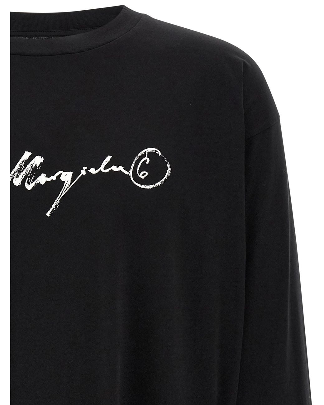 MM6 by Maison Margiela Black Handwriting Print T-Shirt