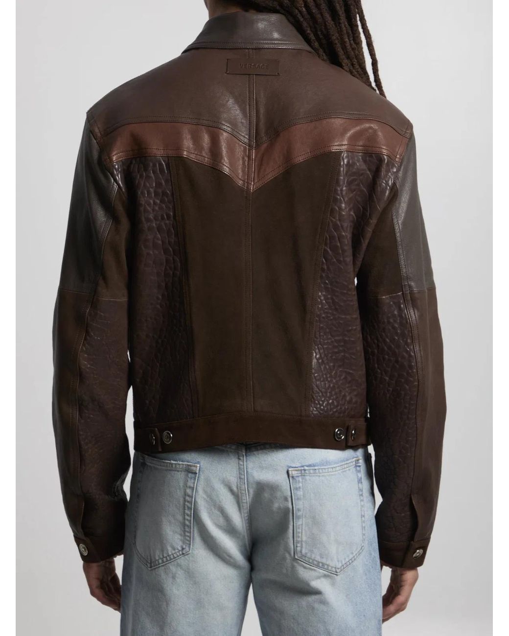 Versace Black Slim-Fit Leather Blouson for men