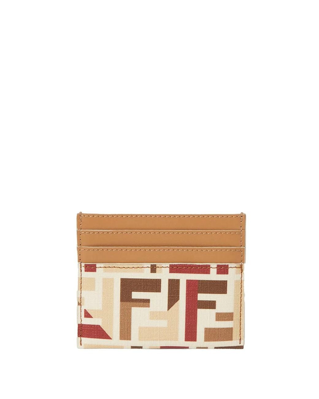 Fendi White Roma Ff Fabric Card Holder