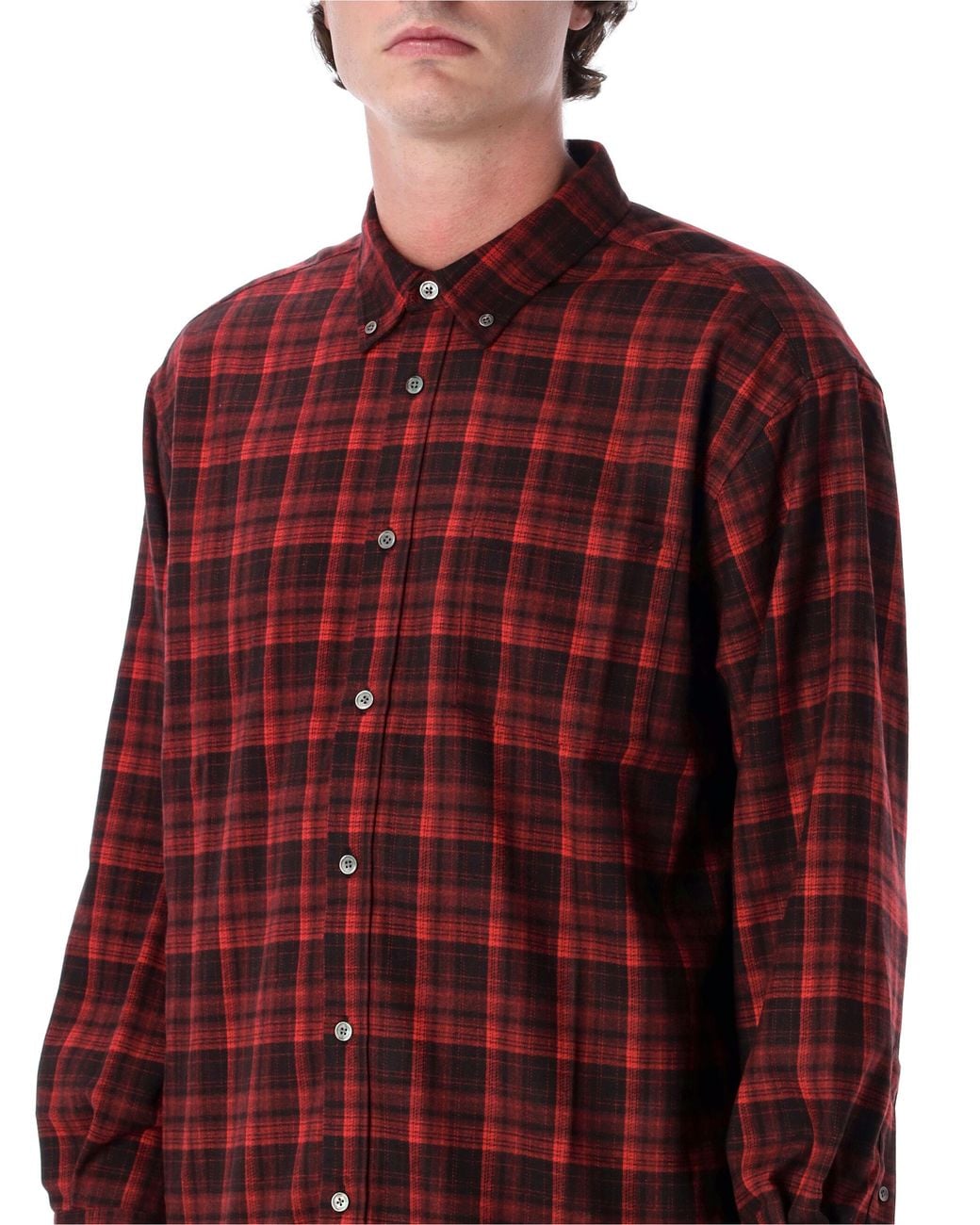 DUNST Red Dark Checked Flannel Shirt for men