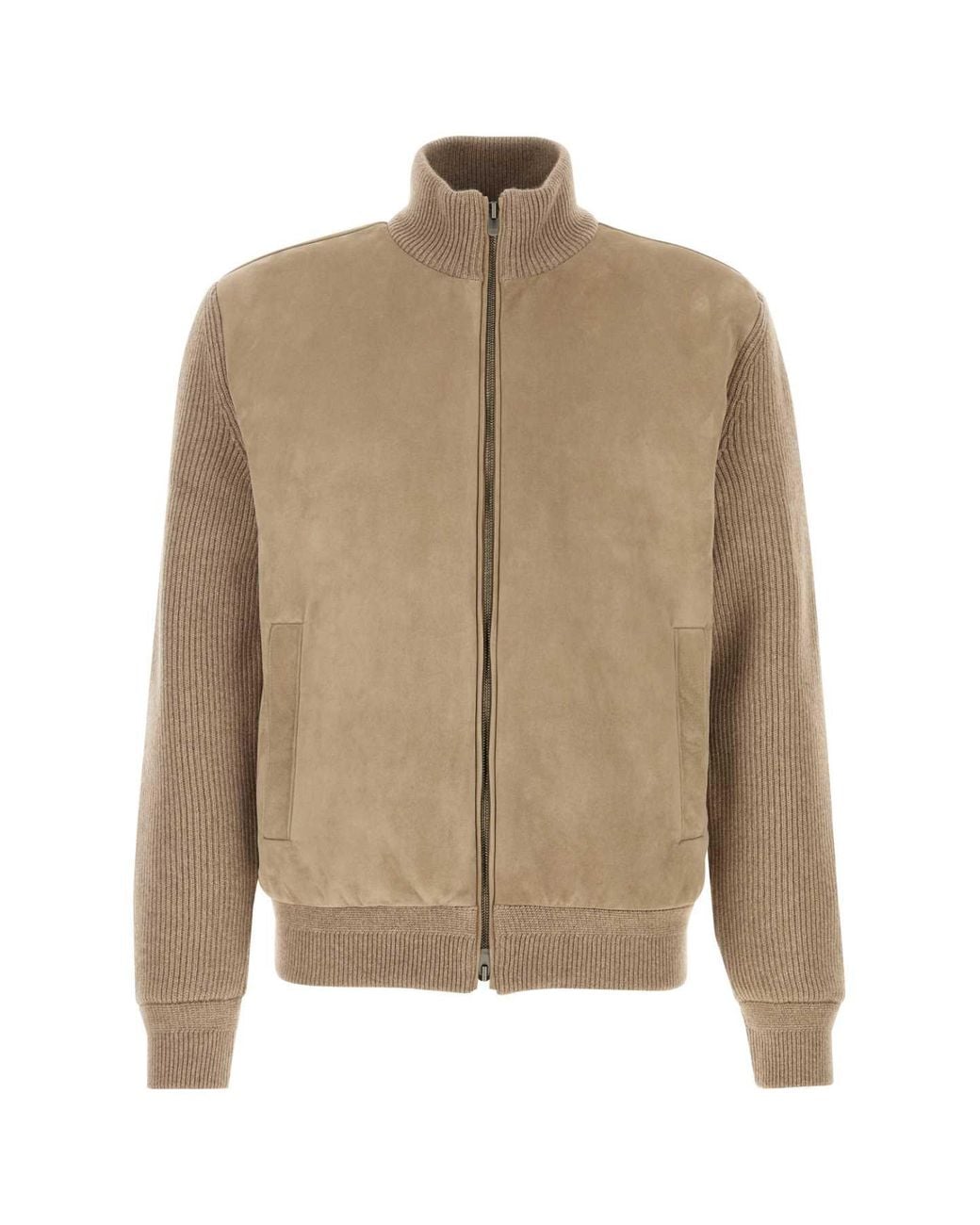 Agnona Natural Cappuccino Cashmere & Suede Mini-Textured Jacket For for men