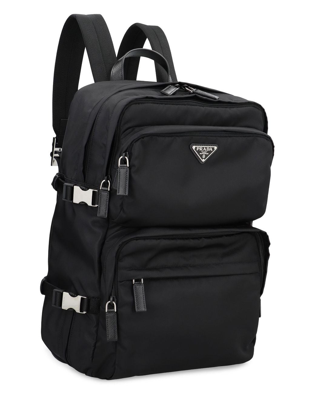 Prada Black Logoed Backpack for men