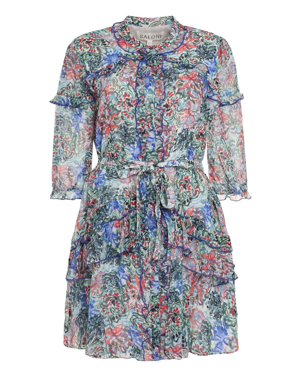 Saloni Blue Tilly Printed Shirtdress