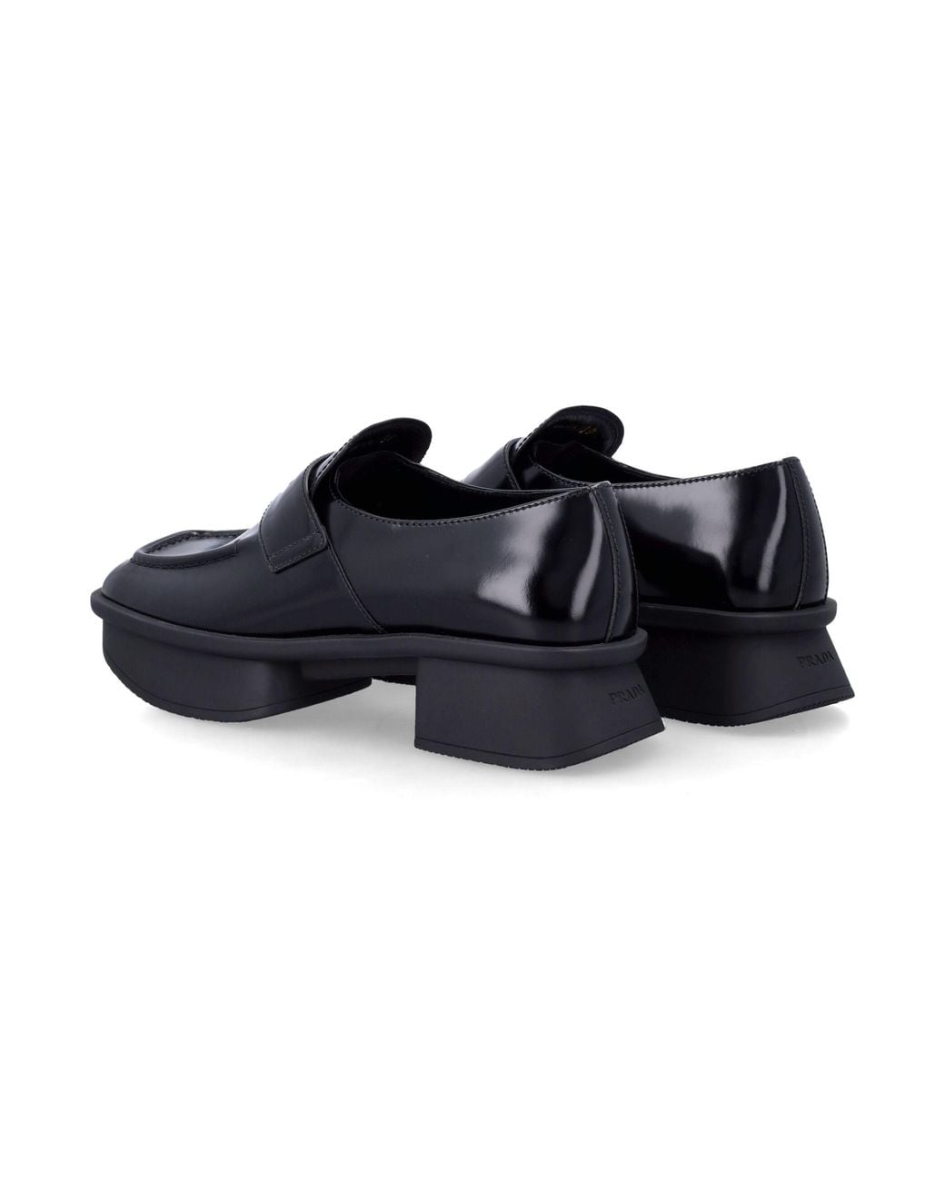 Prada Blue Leather Square Toe Loafers